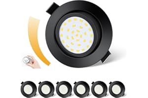 Dexnump Spot LED Encastrable Dimmable, Spots de Plafond 230V, 5W 600LM Spot Encastré Equivalente de 50W, Spot Ultra Plat de 25mm, IP44 pour Salle de Bain Chambre Cuisine Salon, Lot de 6 (Noir, 4500K)