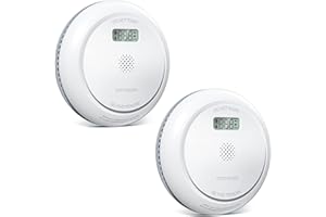 Putogesafe Czujnik dymu z wyświetlaczem LCD, czujnik dymu i tlenku węgla z wymienną baterią, czujnik dymu 2 w 1, żywotność 10 lat, zapobiega fałszywym alarmom, 2 sztuki