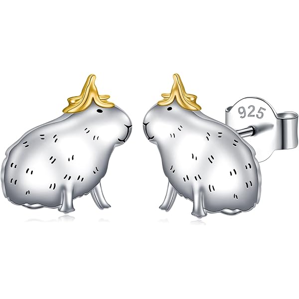 POPLYKE Boucles D'Oreilles En Argent 925 Animaux - Vache, Lapin, Licorne, Canard... Modèles Hypoallergéniques Pour Femmes Et Filles