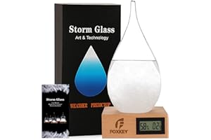 F FOXKEY Storm Glass, Weather Station Decorative Indoor Barometer Glass, Weather Predicting Water Drop Weather Forecaster Tool for Home and Room Desktop Decoration, Christmas, Thanksgiving Day (XXL)