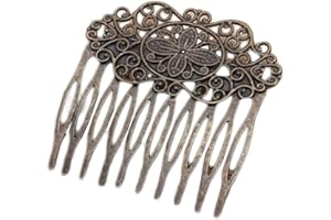 BLANCHO BEDDING 3 Pcs Rétro Bronze 10 Dents Côté Peigne En Métal Pince À Cheveux Peigne À Cheveux Fleur Vigne Cirrus Peigne Décoratif
