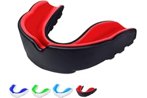 AGAKI Mundschutz Komfort und sicherer Halt im Kampfsport, Boxen, MMA, Kickboxen, American Football, Hockey - für Erwachsene, Kinder (Black&Red, Adult)