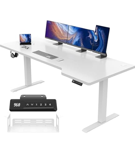 Airfish L-förmiger Elektrisch Höhenverstellbarer Schreibtisch – 180x85 Cm, Memory-Funktion, Kabelmanagement