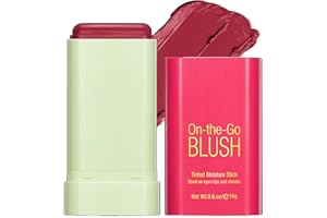 Tongyend Lipstick Blusher Stick, 3 in 1 Cream Blush for Lip Cheek Eye, Waterproof Lightweight Blush Stick, Cream Bronzer Cream Blusher Moisturize and Buildable Blush for Makeup for Women(Red)