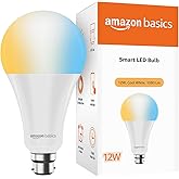 Amazon Basics - 9W Smart LED Bulb with Alexa, Google Assistant & Wi-Fi Enabled (Pack of 1, Cool White, B22 Holder)