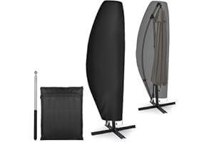 VORHOT duży rozmiar Pokrowiec ochronny na parasol wspornikowy, Plandeka z tkaniny Oxford 420D z prętem, Wodoodporna osłona przeciwśniegowa UV na parasol ogrodowy 280 * 30/81/45 cm