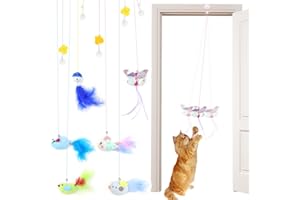 BAERTMY Katzenspielzeug Hängende Türrahmen Selbstbeschäftigung Interaktives Katzenspielzeug Intelligenz Katzen Spielzeug Einziehbar Kätzchen Zauberstab Spielzeug Cat Toys (6 Stück)