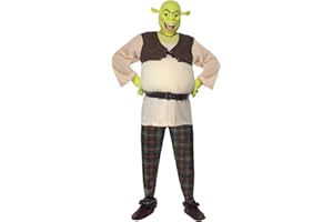 SMIFFYS Shrek Costume, Green, with Top, Trousers, Hands & Mask, (L)