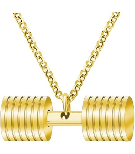 Collana Fitness Uomo Con Ciondolo Bilanciere E Manubri A Triplo Piatto, In Acciaio Inossidabile, Gioielli Da Palestra