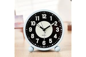 EBILUN Silent Bedside Alarm Clock Non Ticking Glow-in-the-Dark Bedroom Clock (blue)