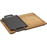 Lava Pişirme Kabı, LV ECO HP 2215 T13 K4 Dikd&ouml;rtgen pişirme g&ouml;z&uuml; ve Ahşap plaka, &Ouml;l&ccedil;&uuml;ler 22 x 15 cm, D&ouml;kme Demir, Siyah