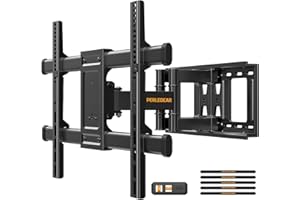 Perlegear Support Mural TV pour écrans 37-84 Pouces Jusqu'à 60KG, Fixation TV Murale Inclinable et Orientable Max. VESA 600x400mm, Accroche TV Mural