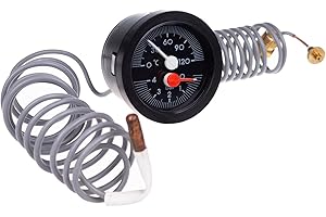 THERMIS Termómanometro capilar redondo 3052 Ø 52mm Manometro temperatura y presion 0-120°C (0-4 bar) Longitud capilar 1,5 m