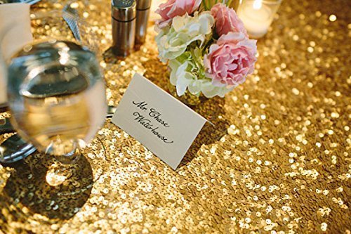 ShinyBeauty Pailletten-Stoff Gold 4 Meters für Pailletten Hochzeit Kleid/Pailletten Tischdecke/Hintergrund/Vorhang/Tischlä DIY Nähen - 3