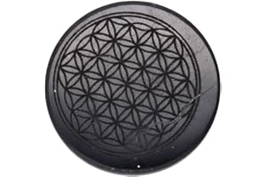 VIVES DE LA CORTADA - Placa Adhesiva Pequeña de Shungit Flor de la vida - Mineral natural neutralizador de energía electromagnética - Origen: Rusia