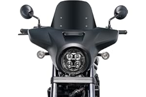 Lorababer Motorcycle Larger Headlight Fairing Mask Cover Windshield Windscreen Compatible with H-onda Rebel CMX1100 CMX 1100 2021 2022 2023 2024 Headlamp Guard Wind Deflector (Smoke with Matte Black)
