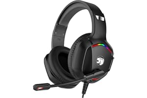 IMYB A36 Gaming Headset with Microphone for PC, Xbox One Series X/s, PS4, PS5, Switch, Stereo Surround Noise Cancelling Gaming Headphones with Mic RGB Light for Mac, Laptop, Nintendo, Gamer (Black)