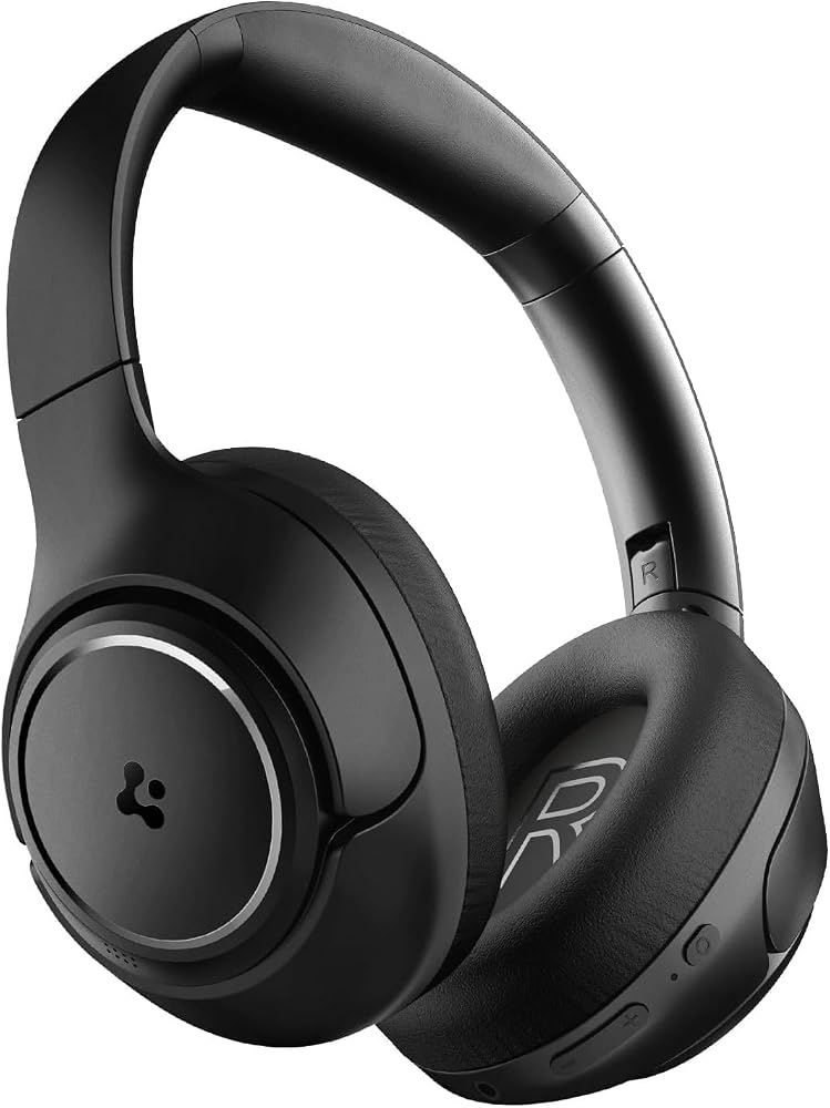 Spigen Audio Kulak Üstü P10 Bluetooth Kablosuz Kulaklık - ANC Pro Aktif Gürültü Engelleme & 40mm Titanyum Sürücü & 60 Saat & ENC 5 Mikrofon & Şeffaf & Gaming Mod Black - ASD09691