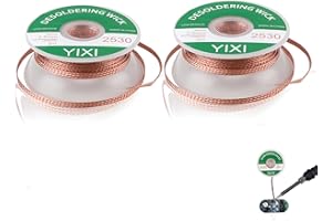 RUMGUG 2 sztuki plecionki do rozlutowywania, lutowanie w oplocie drucianym 2,5 mm x 3,0 m, otwory ssące, rozlutowywanie, ekstraktor cyny, do demontażu elementów elektrycznych i usuwania spawania