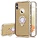 Produktbild kompatibel mit iPhone X Hülle,iPhone XS Hülle,[Ring Ständer] Glitzer Diamant TPU Silikon Hülle Kristall Strass Bumper Silikon Handytasche Handyhülle Schutzhülle für iPhone X/XS,Gold