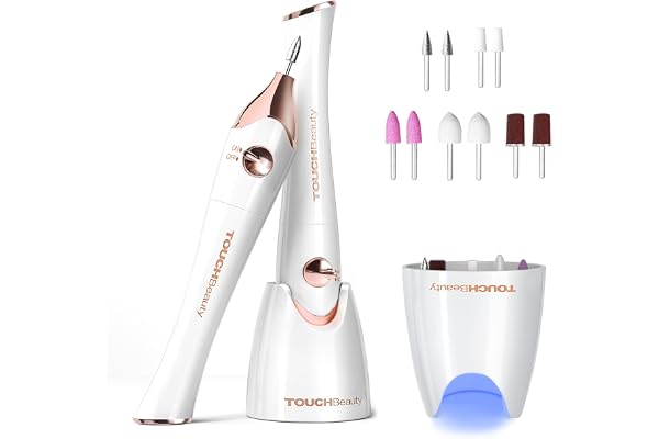TOUCHBeauty Ponceuse pour Ongles,Lime à Ongles Électrique Professionnel avec Ensemble de Support, Manucure et Pédicure Kit Lime à Ongles Portable Sans Fil AG-1335C