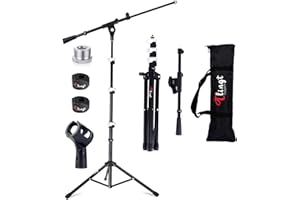 Tlingt Support Mikrofonständer, Mikrofon Stativ mit ausziehbarem Schwenkarm, stabiles Dreibein Mikrofonstativ, Mikrofon ständer inkl. Tragetasche & Mikrofonklemme für bequemen und einfachen Transport.