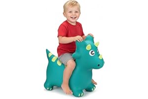 Curvaso Animal Bouncy Hopper with Pump for Kids Inflatable Ride-On Toys Gift, Indoor & Outdoor, Green Dino