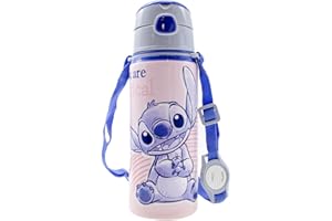 MS MÓVIL SHOP Stitch Borraccia in alluminio 600 ml Pop Up You Are Magical Disney Classics con corda estensibile senza BPA Prodotto ufficiale per bambini