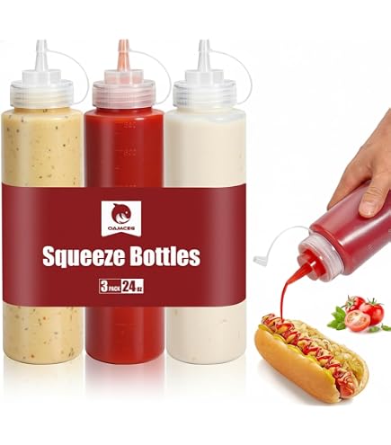 Youngever Lot de 4 Condients Bouteille à Sauce, 1000l Squeeze