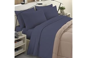 BANZAII TEXTILE INNOVATOR ONLINE Banzaii Completo Lenzuola Invernale Felpate in Flanella Anti-Pilling 100% Cotone, adatto anche ai materassi più alti, 4 pezzi, Francese Blu