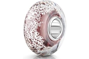 MATERIA BY MATTHIAS WAGNER MATERIA Muranoglas Beads rosa Luftblässchen Element - 925 Silber Murano Beads Glas rosa inkl. Satinbeutel #562