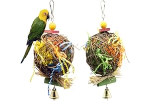 DONGAI 2 Pack Bird Chewing Toys Foraging Shredder Toy Parrot Cage Shredder Toy Foraging Hanging Toy for Cockatiel Conure African Grey Amazon