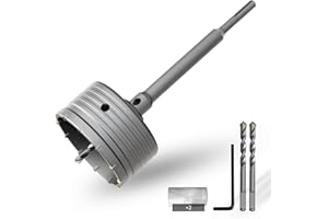 CSOOM Otwornica do betonu 110 mm z przedłużeniem SDS-Plus 220 mm, zestaw otwornic do betonu, zestaw wierteł wiertniczych z wydrążonej koronki, 4 ostrza wiertła centrujące 8 x 110 mm, końcówka z