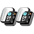 Niboow Case [2 Pack] for Xiaomi Redmi Watch 3 Active, with Screen Protector, Flexible TPU Shockproof Scratch Proof Cover Case for Xiaomi Redmi Watch 3 Active - Black + Black