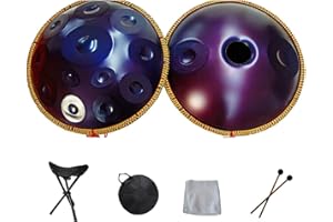 BQWJJCP Handpan portátil Hand Pan Steel Tongue Drum 9 10 12 14 Notas Instrumento de percusión con bolsa de transporte para principiantes Curación de sonido, meditación personal