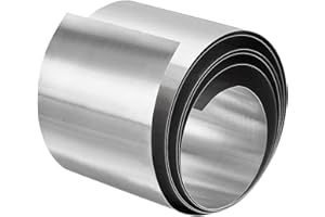 sourcing map 304 Inox Acier Feuille Rouleau，0,2 mm x 50 mm x 1M Poli Finition Métal Bande Plaque Feuille pour Artisanat, Électronique Équipement, Argent Ton