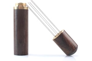 RUOXIXI Herramienta de Distribución de Espresso mit 6 Agujas de 0,6 mm,Mango y Soporte de Madera Natural,Agitador de Café Expreso,Aguja de Café Prensado,Agitador de Café Expreso,Accesorios de Café