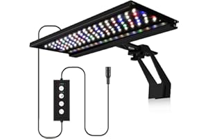 HORXFLIG 18W Luci per Acquario a LED a Clip, 24/7 Doppio Timer, 9 Colori, Luminosità Regolabile, Illuminazione per Piante a LED per Acquario D'acqua Dolce, per Acquario di 45-60 cm
