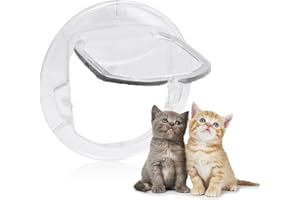 AYNAXCOL Clear Cat Flap, 4 Ways Lock Pet Door Dog Window Gate Round Cat Flap with Door Liner Kit for Cat Puppy Dog Suitable for Screen Window, Sliding Glass Door, Glass Window