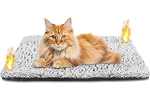 Emwel Self Heating Cat Bed Heated Cat Blanket Washable Warming Pet Pad Electric-Free Heat Bed Puppy Cushion Mat Reversible 70x50 cm