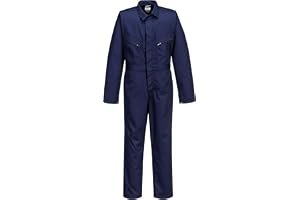 Portwest C890 Ungdoms Overall Rörelseveck i Ryggen Maskintvättbar Mekaniker | Marinblå, UPF 40+, 8 Fickor, Generös Passform, Kort Ärm, Slitstarkt Polyester/Bomullstyg, Polybomull, Hållbar, Yttre Hudtyg