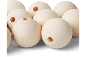 SOSMAR 10 Pezzi Perline Legno Naturale 50 mm, Sfere Rotonde con Foro per Macramè, Gioielli, Bracciali e Decorazioni Artigianali Fai-da-Te