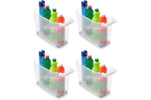 ACAN Tradineur - Pack de 4 Carritos de plástico con Ruedas y asa - N.º 1 - Cesta Organizadora para Productos de Limpieza, Baño, Cocina - Color Transparente