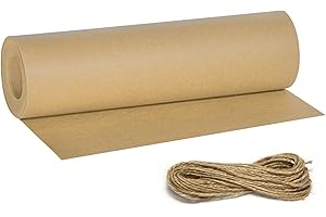 NOA HOME DECO Papier Kraft, 30cm*30m Cadeau Kraft Rouleau Craft recyclé naturel Avec 20m De Ficelle Pour Les Emballages Cadeaux, Le Bricolage, La Production Diy, Décoration Etc