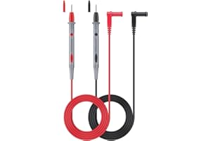 ALLmeter 1000V 20A 1M 2 puntas de prueba para multímetro electrónico universal, puntas de prueba de cables para pinza de bolígrafo, mango antideslizante de PVC flexible, con bridas para cables