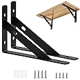 THMINS 16in Triangle bracket, 2 Pack Heavy Duty Shelf Brackets 40cm Black Metal Shelf Brackets - Shelf Support Angle Brackets for Shelves - L Brackets Floating Shelf Brackets