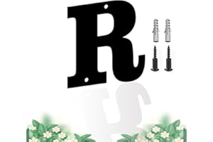 SHOWMTHEM Moderne Schwebende Edelstahl Hausnummer, Schwarze Metallbuchstaben, Höhe 76 mm, Briefkasten-Dekor-Nummer, Wetterfest Und Pflegeleicht, Buchstabe R