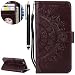 Produktbild HUDDU Mandala Totem Blumen Tasche Leder Schutzhülle für iPhone 7 / iPhone 8 Hülle Flip Handyhülle Slim Wallet Case Cover Ultra Dünn Ledertasche im Bookstyle mit Kartenfach Magnetverschluss Stand Wrist Strap Notebook Brieftasche Etui Handytaschen für Apple iPhone 7 / iPhone 8 Klapphülle Mädchen (Braun)