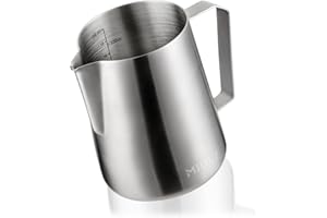 MaxMiuly - Brocca per latte in acciaio inox, 600 ml/20 oz Milk Pitcher per il montalatte, cappuccino e latte art, colore: argento