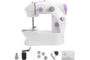 LN COZY CORNER Sewing Machine for Beginners with UK Plug - 12 Built-in Stitches, Foot Pedal & Battery Power, LED Light, Easy Thread Cutter (Purple, S)
